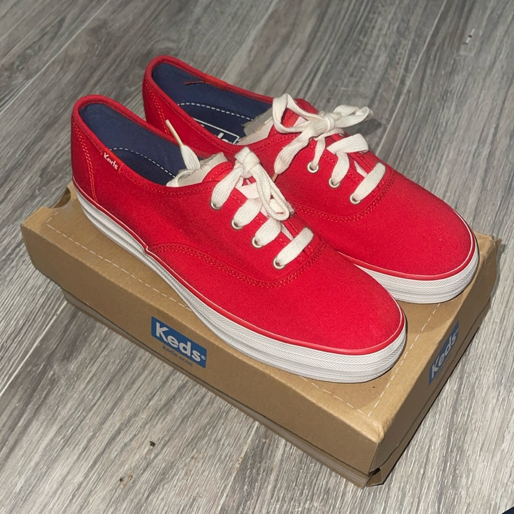 New In Box Red Platform Keds